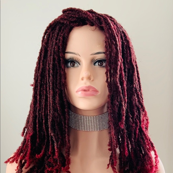 20” Heat Safe Synthetic Burgundy Dreadlock Wig - Picture 4 of 9